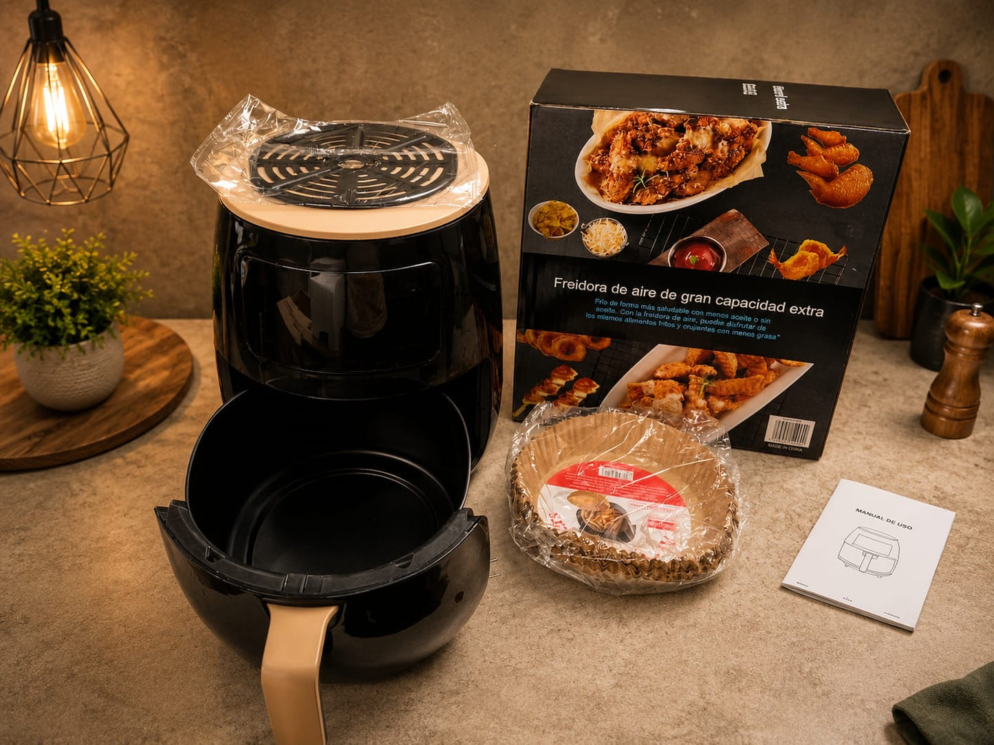 🔥 ¡PROMOCIÓN ESPECIAL! Air Fryer digital  + 100 Moldes de Papel + ¡Libro de Recetas GRATIS! 🎁