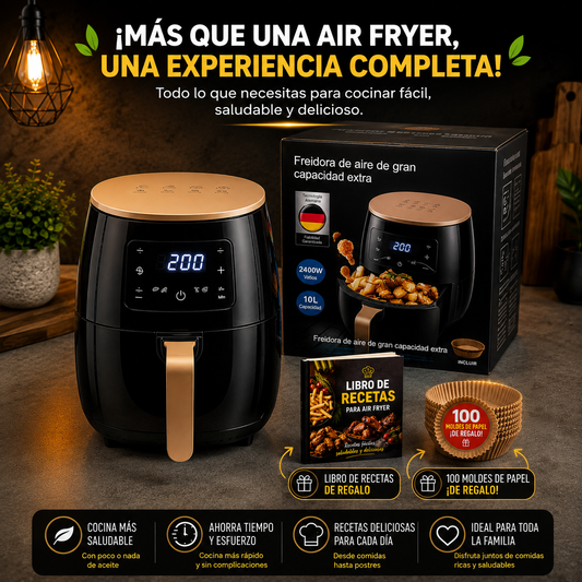 🔥 ¡PROMOCIÓN ESPECIAL! Air Fryer digital  + 100 Moldes de Papel + ¡Libro de Recetas GRATIS! 🎁