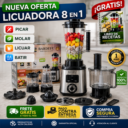 Bardefu 8 en 1 – Potencia Extrema 9.500W⚡ Recibe un libro de recetas GRATIS