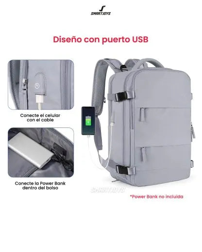 Bolso mochila de Viaje con Puerto USB Y Espacio Para Zapatos