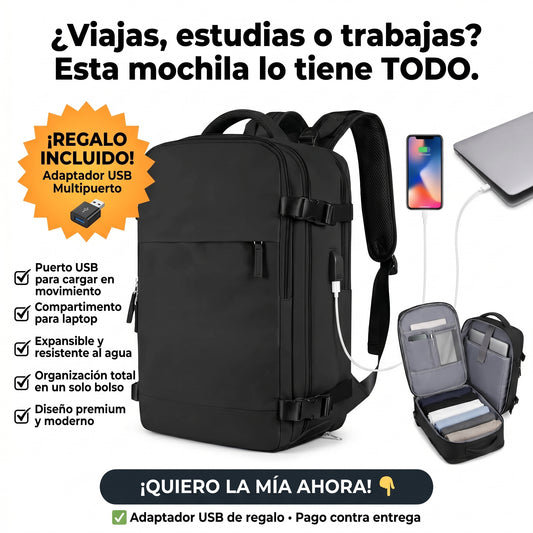 Bolso mochila de Viaje con Puerto USB Y Espacio Para Zapatos